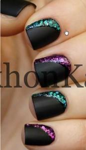 طراحی ناخن مشکی مات